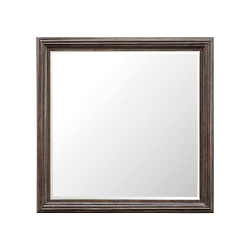 Pemberly Row Asher Park Dresser Mirror Piano Brown Finish