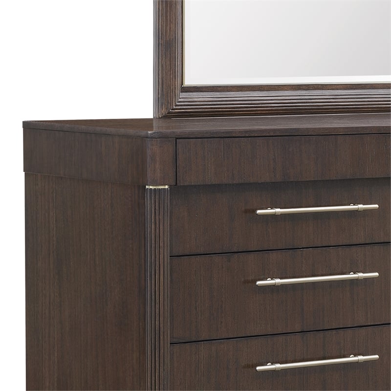 Pemberly Row Asher Park Dresser Mirror Piano Brown Finish