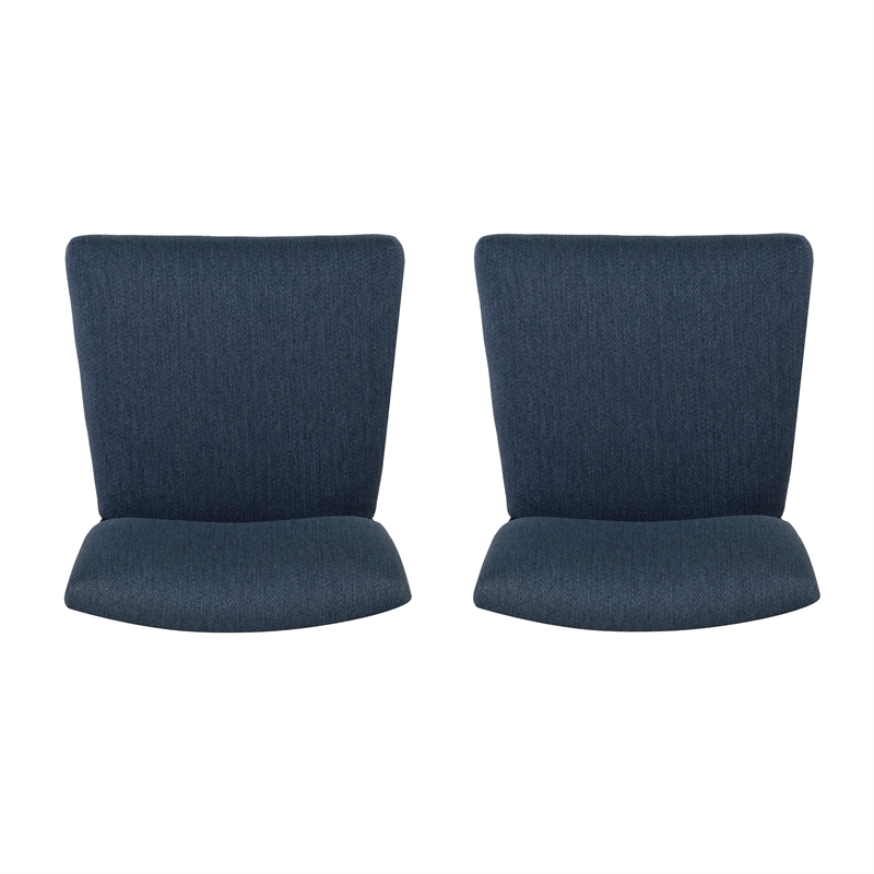 Pemberly Row Set of 2 Blue Upholstered Counter Stools in Brown Maple Wood