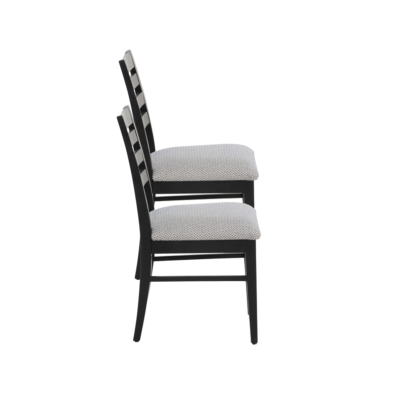 Pemberly Row Set of 2 Slat Back Maple Wood Dining Chairs in Black