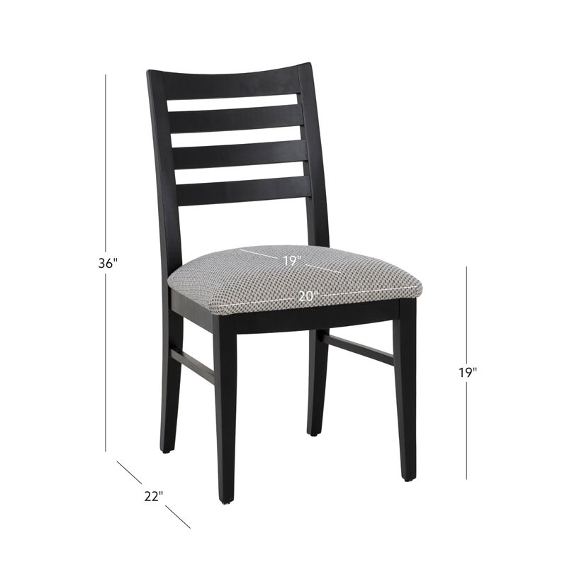 Pemberly Row Set of 2 Slat Back Maple Wood Dining Chairs in Black