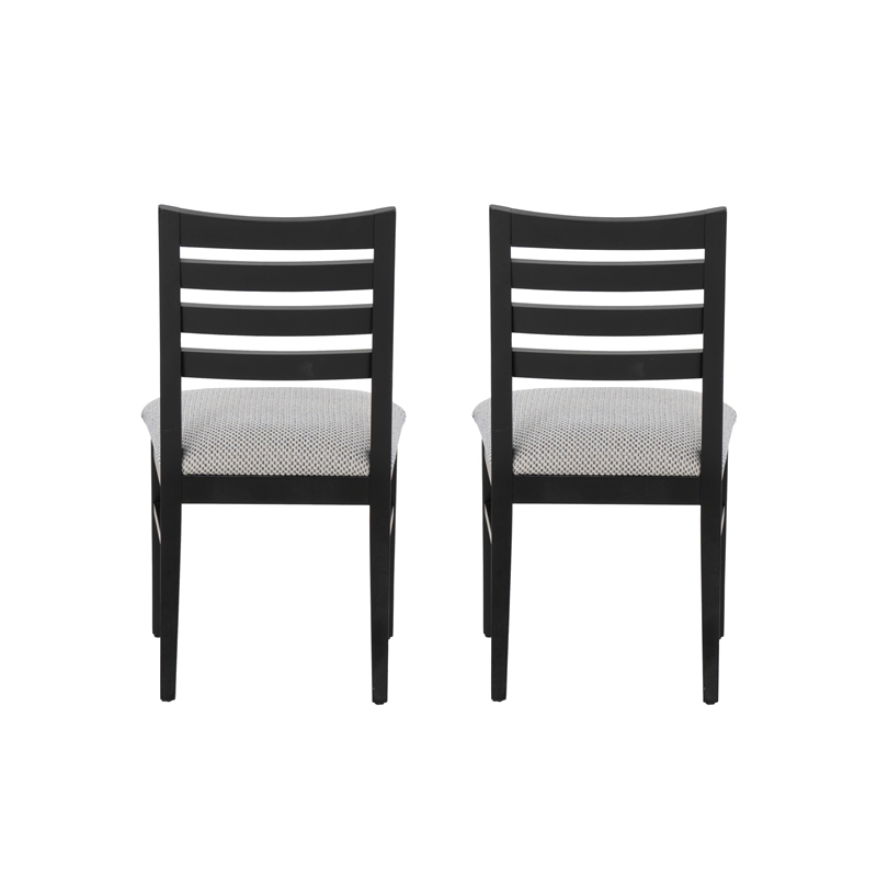 Pemberly Row Set of 2 Slat Back Maple Wood Dining Chairs in Black