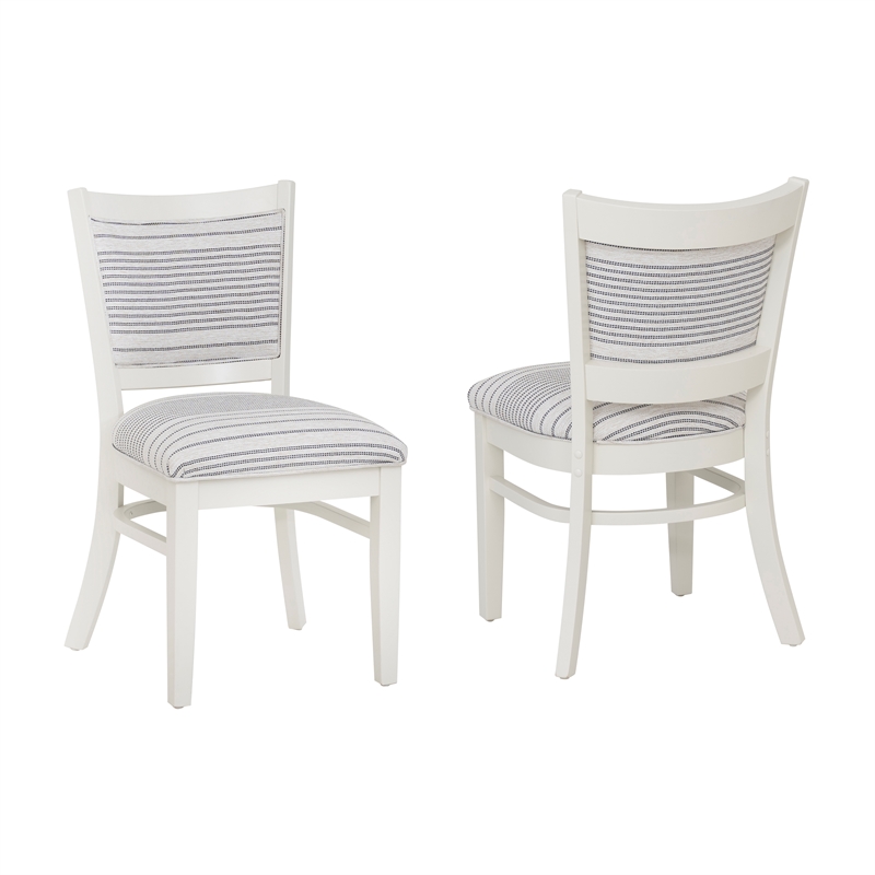 Pemberly Row Set of 2 Upholstered Dining Chairs in White Maple