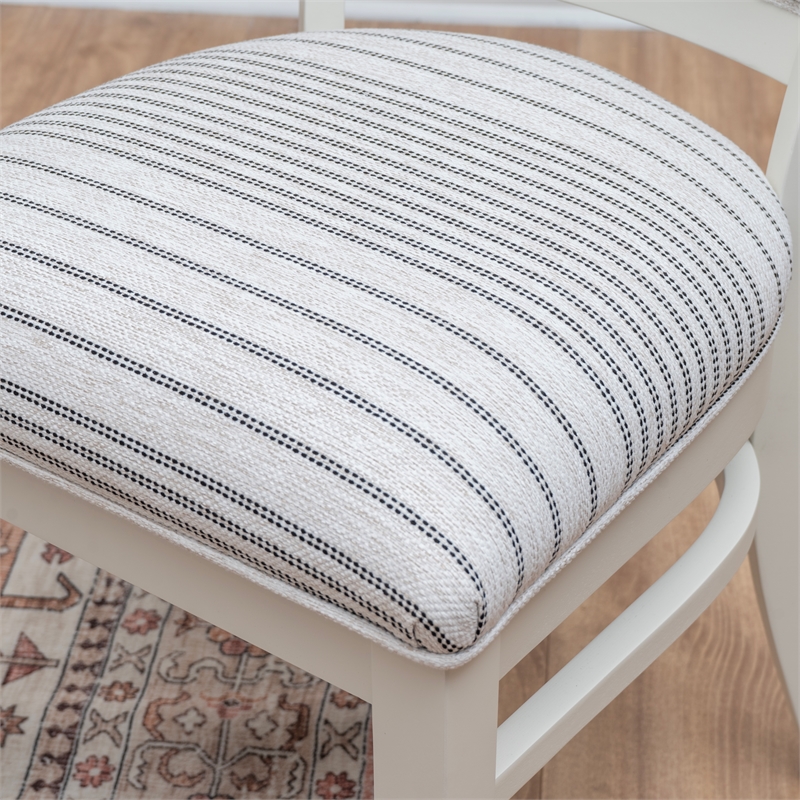 Pemberly Row Set of 2 Upholstered Dining Chairs in White Maple