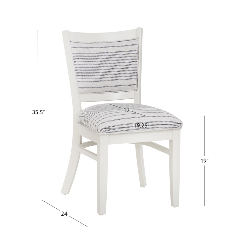Pemberly Row Set of 2 Upholstered Dining Chairs in White Maple