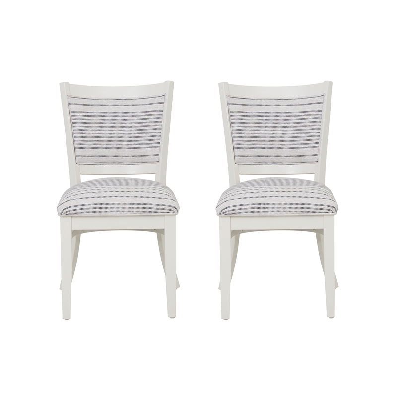 Pemberly Row Set of 2 Upholstered Dining Chairs in White Maple