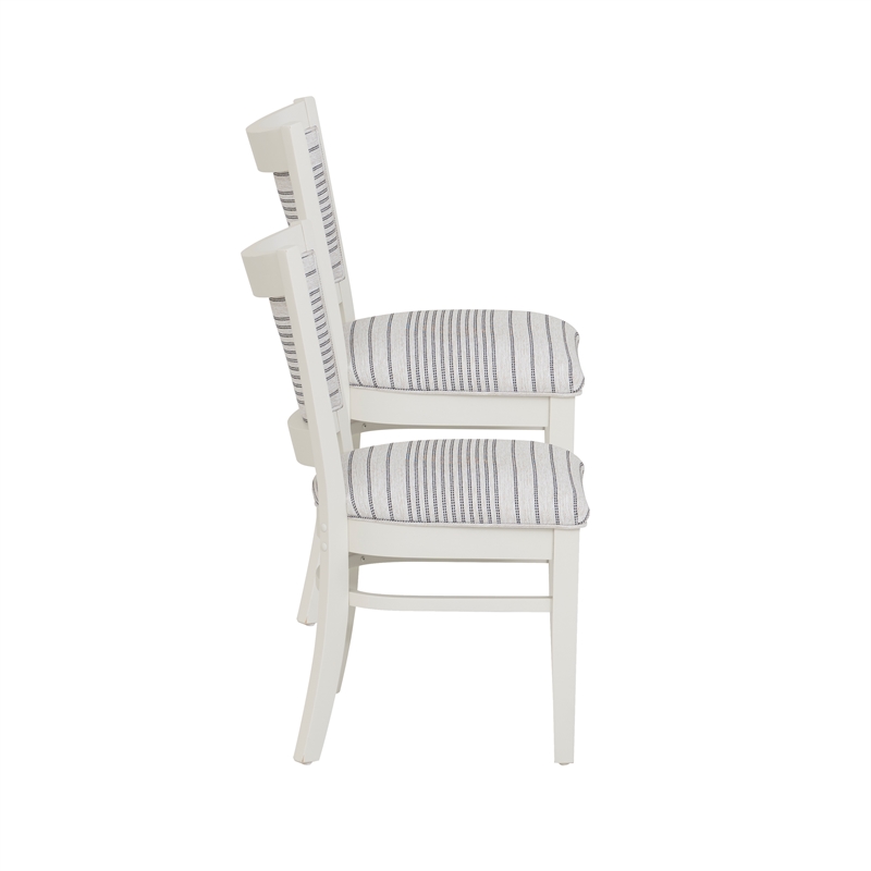 Pemberly Row Set of 2 Upholstered Dining Chairs in White Maple
