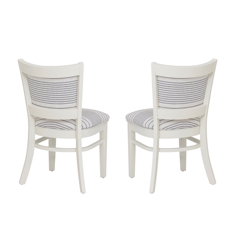 Pemberly Row Set of 2 Upholstered Dining Chairs in White Maple