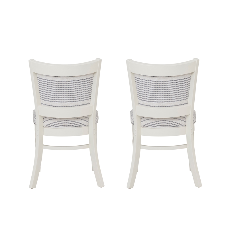 Pemberly Row Set of 2 Upholstered Dining Chairs in White Maple