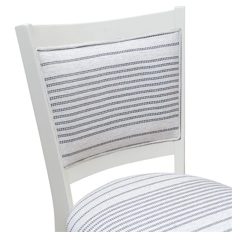 Pemberly Row Set of 2 Upholstered Dining Chairs in White Maple