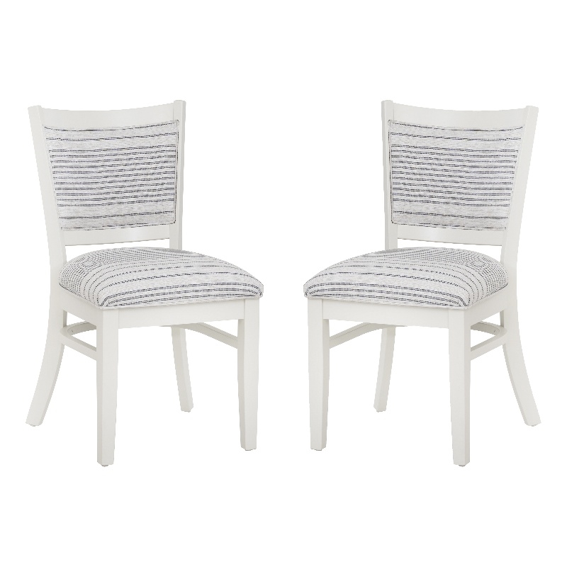 Pemberly Row Set of 2 Upholstered Dining Chairs in White Maple