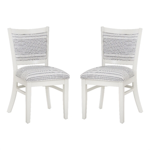 Pemberly Row Set of 2 Upholstered Dining Chairs in White Maple