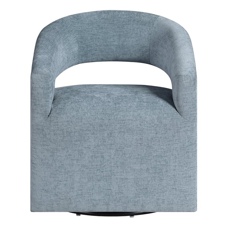 Pemberly Row Swivel Accent Chair with Open Back in Sky Blue Fabric