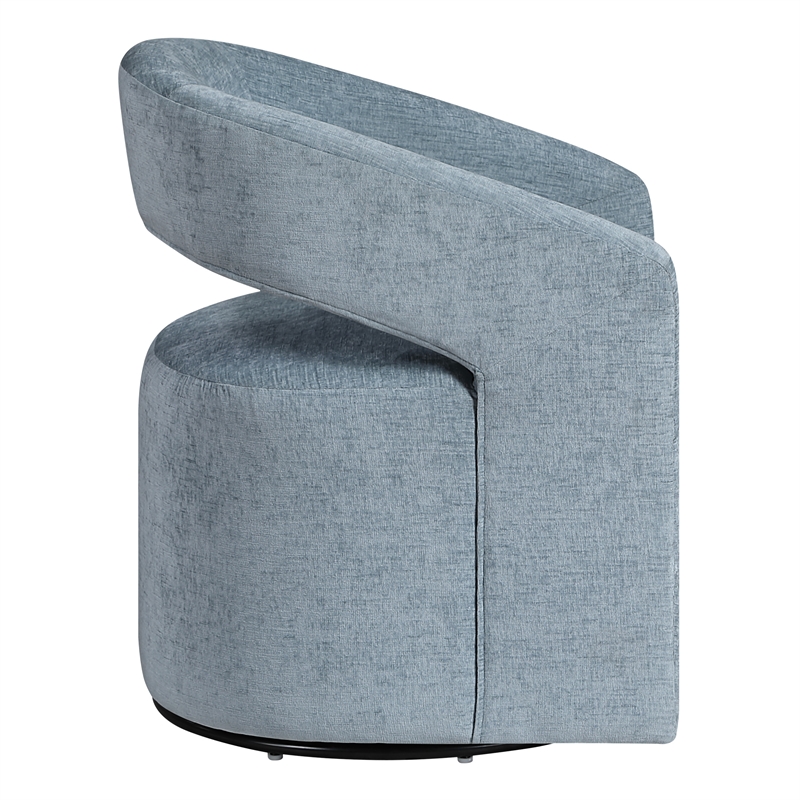 Pemberly Row Swivel Accent Chair with Open Back in Sky Blue Fabric