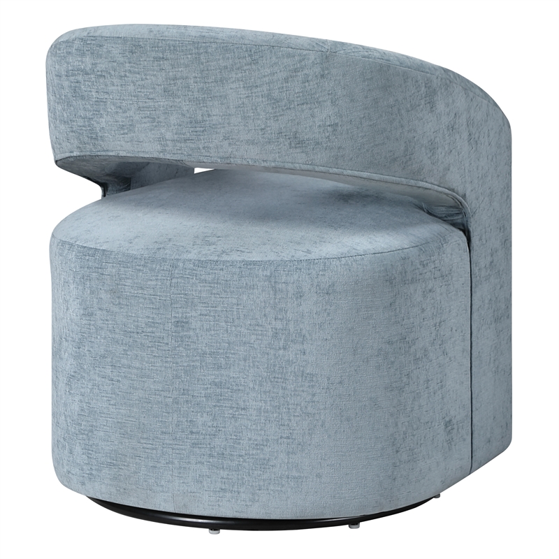 Pemberly Row Swivel Accent Chair with Open Back in Sky Blue Fabric