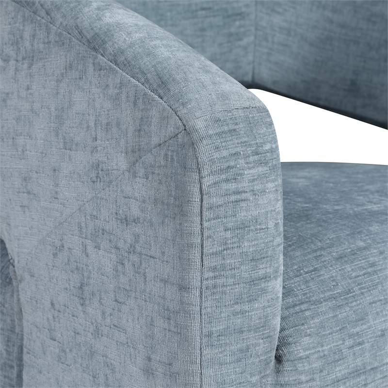 Pemberly Row Swivel Accent Chair with Open Back in Sky Blue Fabric