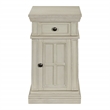 Pemberly Row Side Table with Drawer and Glass Door in White Finish