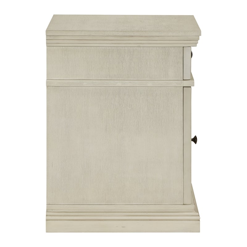 Pemberly Row Side Table with Drawer and Glass Door in White Finish