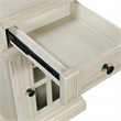 Pemberly Row Side Table with Drawer and Glass Door in White Finish