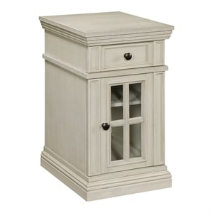 Pemberly Row Side Table with Drawer and Glass Door in White Finish