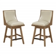 Pemberly Row Swivel Counter Stool in Taupe Faux Leather 2-Pack