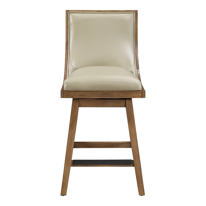 Pemberly Row Swivel Counter Stool in Taupe Faux Leather 2-Pack