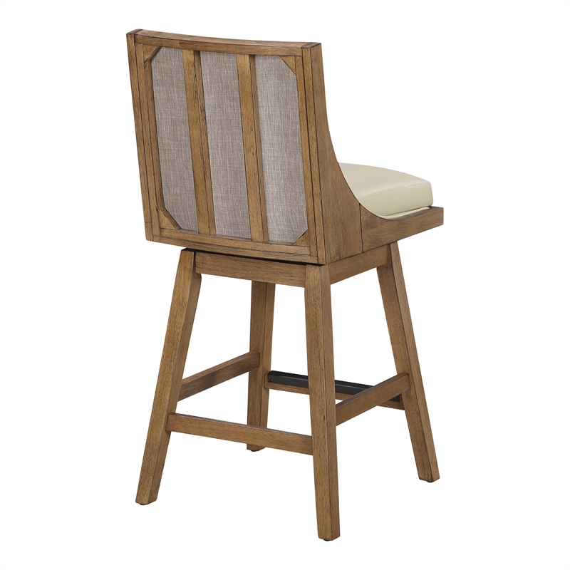 Pemberly Row Swivel Counter Stool in Taupe Faux Leather 2-Pack