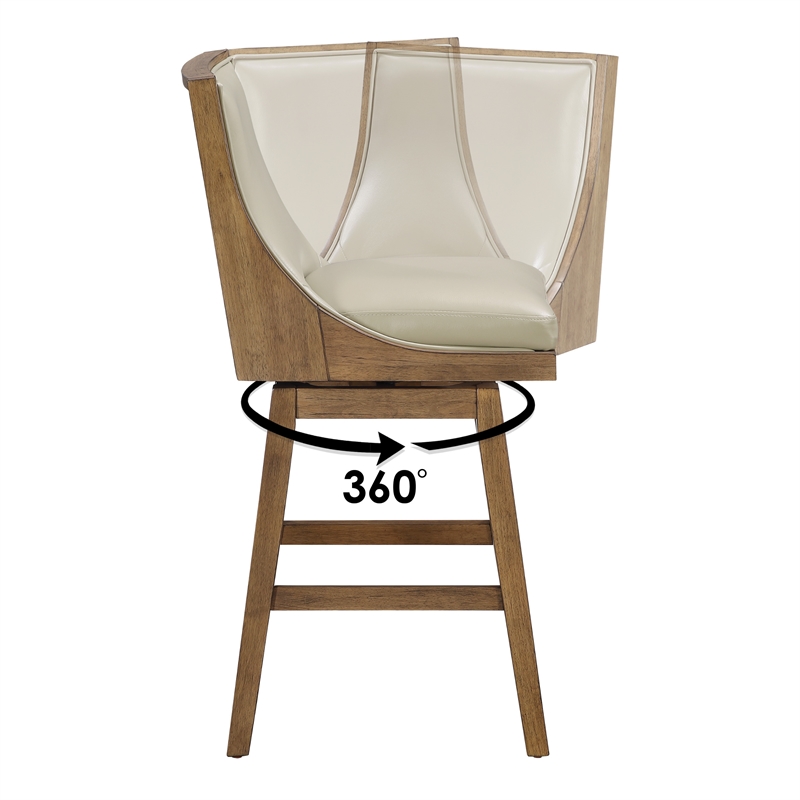 Pemberly Row Swivel Counter Stool in Taupe Faux Leather 2-Pack