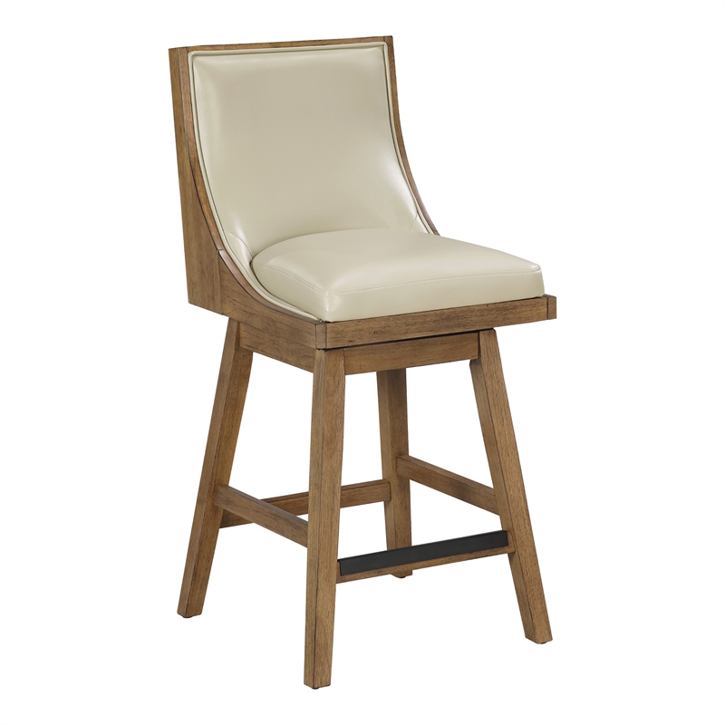 Pemberly Row Swivel Counter Stool in Taupe Faux Leather 2-Pack
