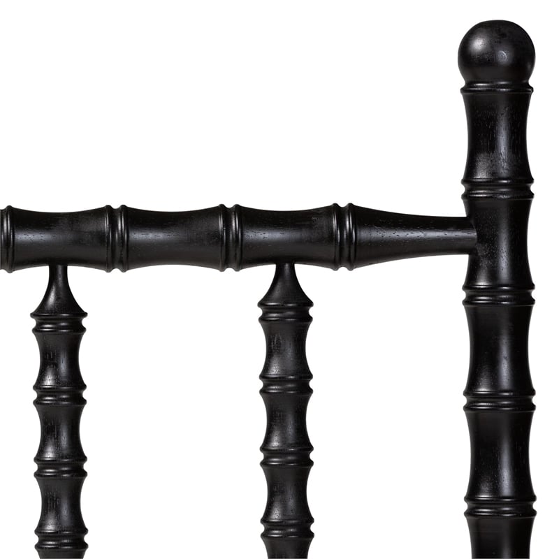 Pemberly Row Edaline Headboard Bamboo-Inspired Wood Panel Full Black
