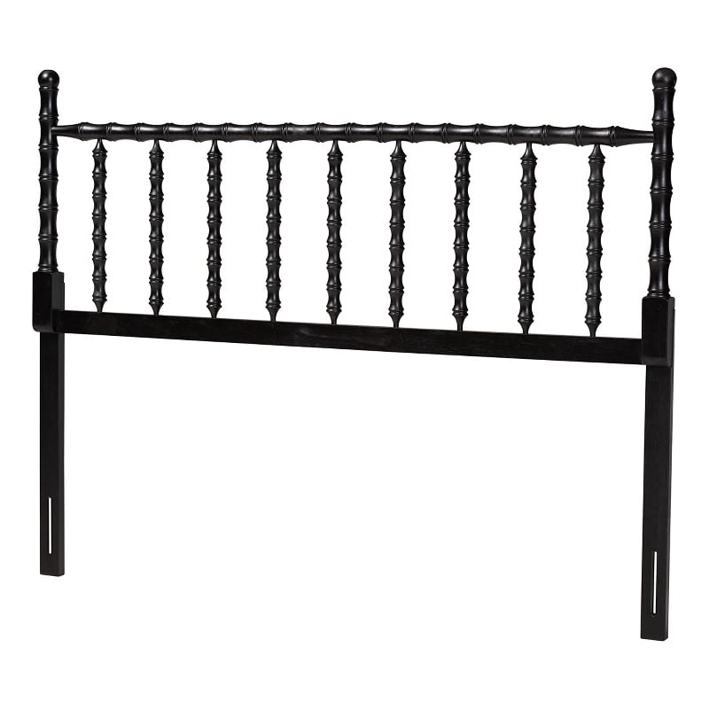 Pemberly Row Edaline Headboard Bamboo-Inspired Wood Panel Full Black