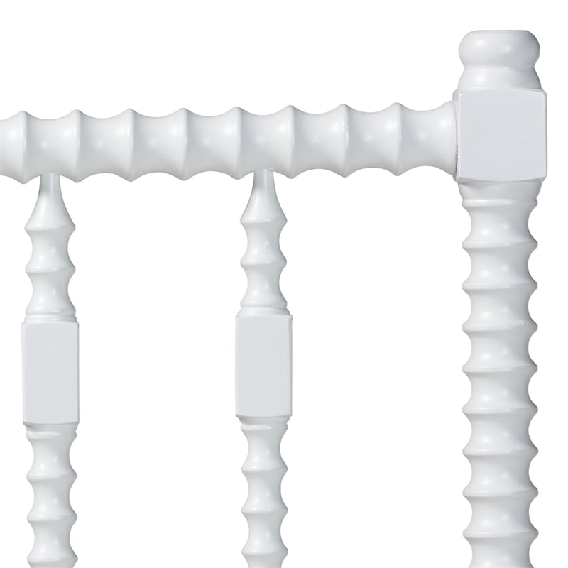 Pemberly Row Queen Turned Spindle Headboard in White Wood Panel
