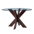 Pemberly Row 5-Piece Faux Leather Dining Set with Glass Table in Tan/Espresso