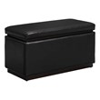 Pemberly Row Rectangle Storage Ottoman in Black Faux Leather