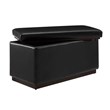 Pemberly Row Rectangle Storage Ottoman in Black Faux Leather