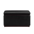 Pemberly Row Rectangle Storage Ottoman in Black Faux Leather