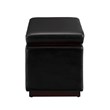 Pemberly Row Rectangle Storage Ottoman in Black Faux Leather