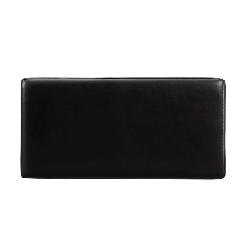 Pemberly Row Rectangle Storage Ottoman in Black Faux Leather
