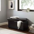 Pemberly Row Rectangle Storage Ottoman in Black Faux Leather