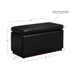 Pemberly Row Rectangle Storage Ottoman in Black Faux Leather