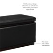 Pemberly Row Rectangle Storage Ottoman in Black Faux Leather