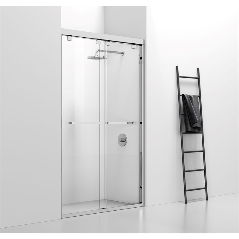 Pemberly Row Frameless Aluminum Shower Door in Polished Chrome