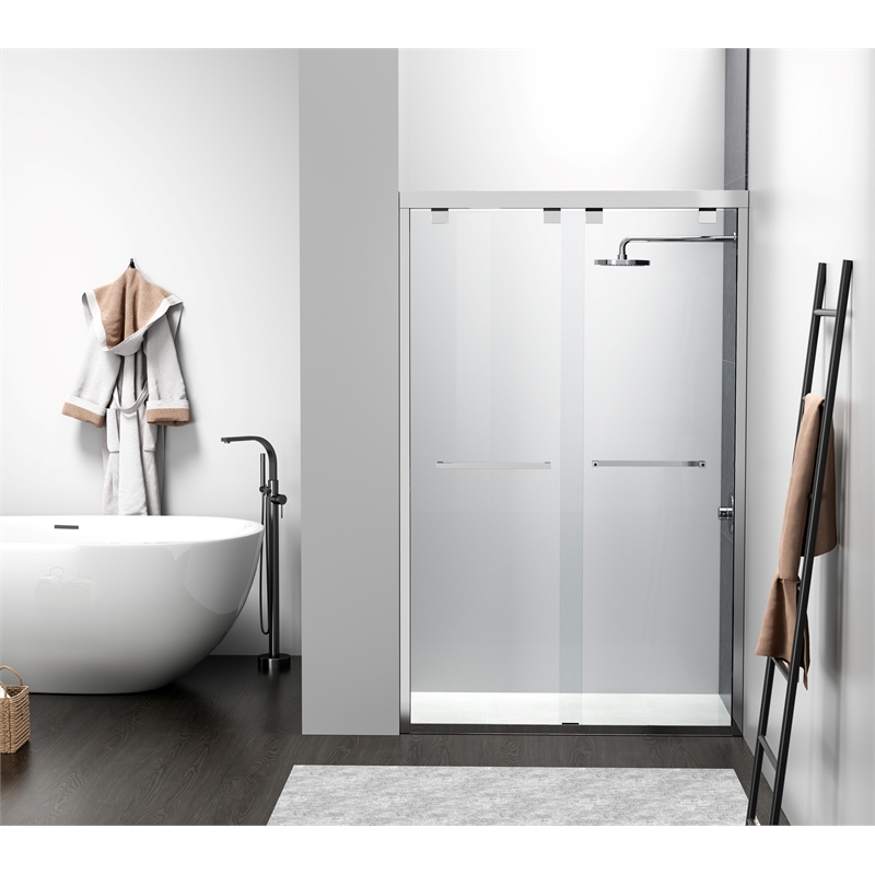 Pemberly Row Frameless Aluminum Shower Door in Polished Chrome