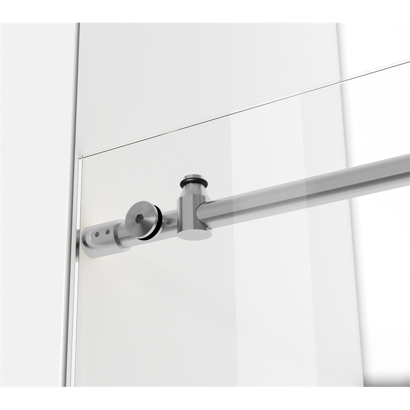 Pemberly Row Frameless Stainless Steel Tub Door in Brushed Nickel