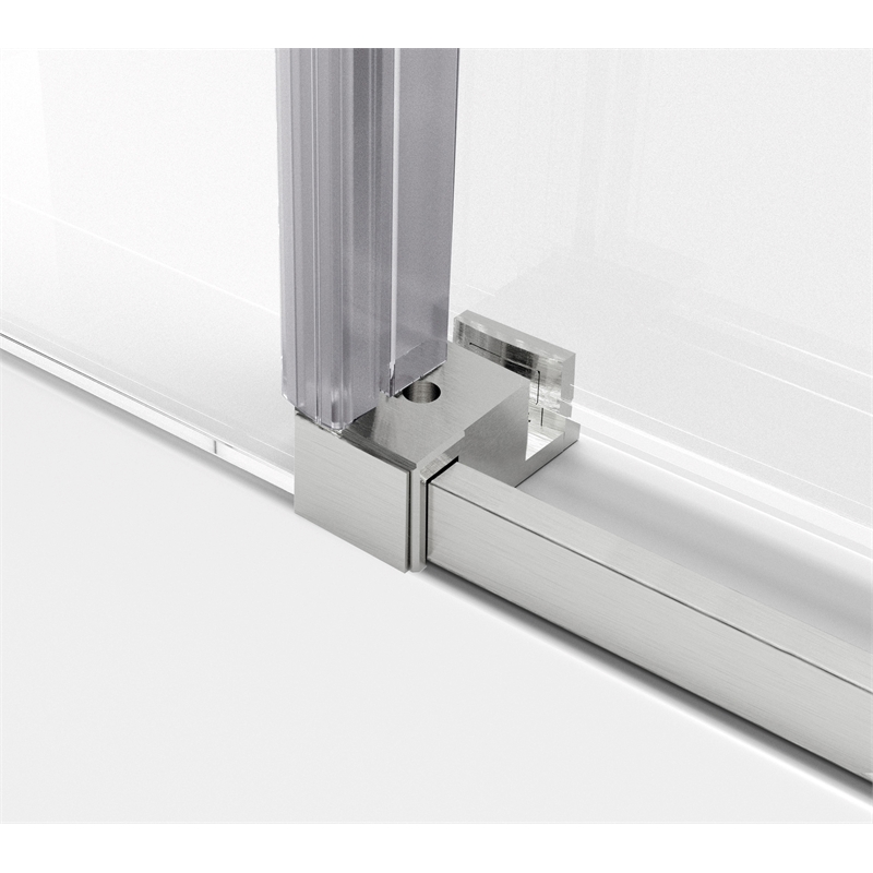 Pemberly Row Frameless Stainless Steel Tub Door in Brushed Nickel