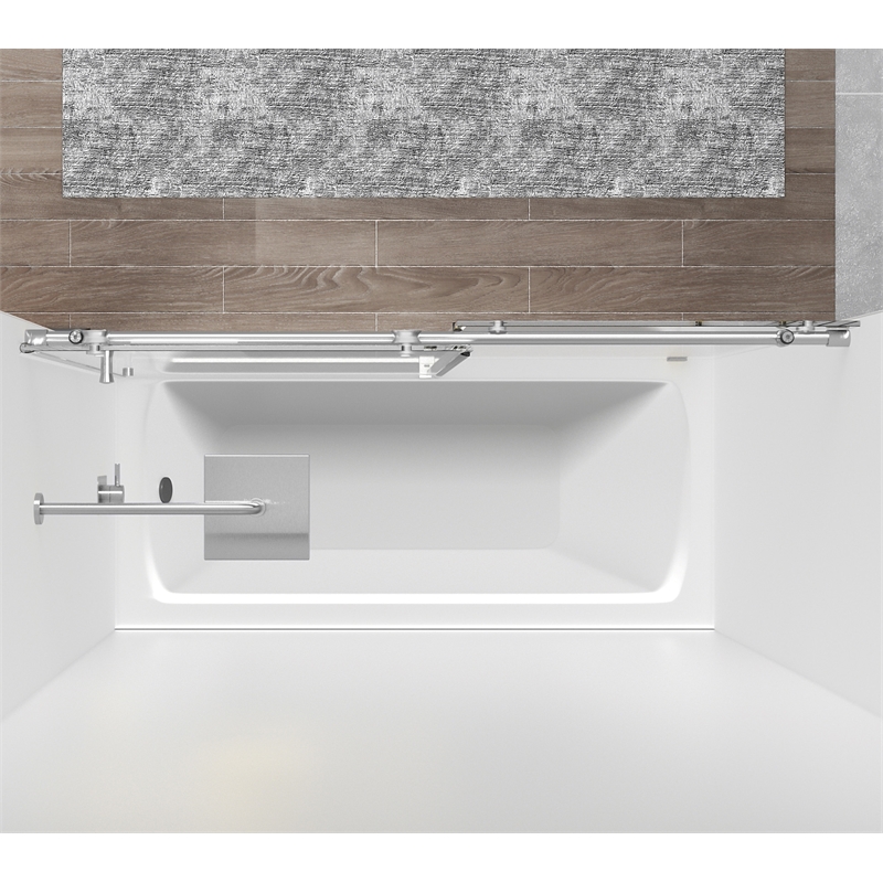 Pemberly Row Frameless Stainless Steel Tub Door in Brushed Nickel