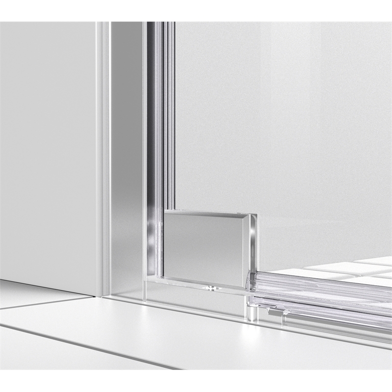 Pemberly Row Semi-Frameless Aluminum Shower Door in Chrome