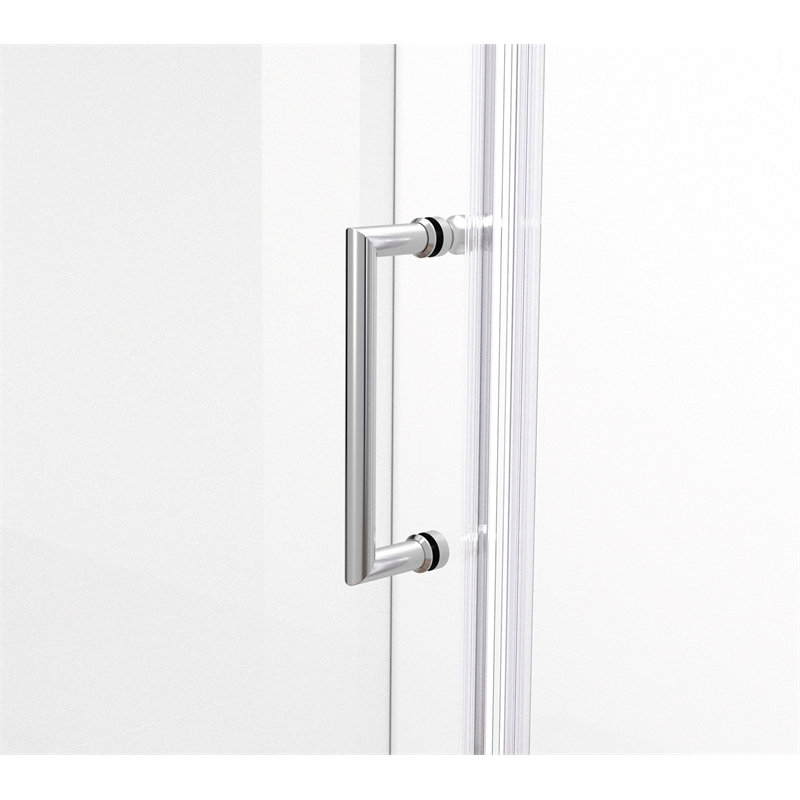 Pemberly Row Semi-Frameless Aluminum Shower Door in Chrome