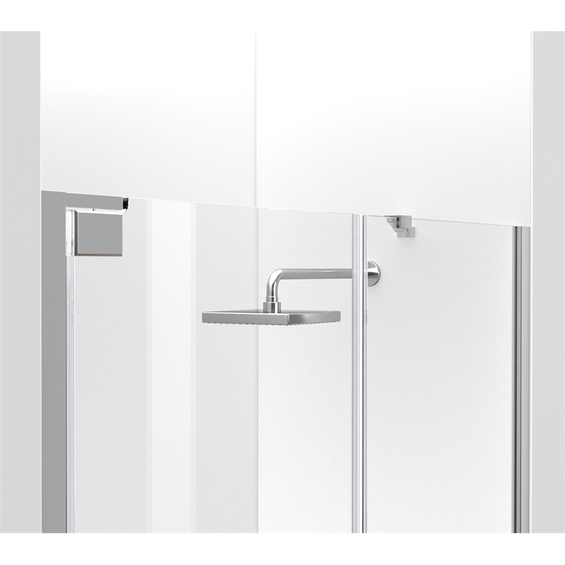 Pemberly Row Semi-Frameless Aluminum Shower Door in Chrome