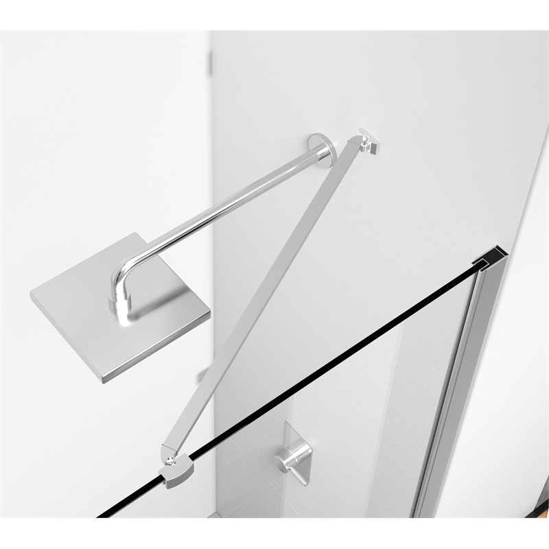 Pemberly Row Semi-Frameless Aluminum Shower Door in Chrome